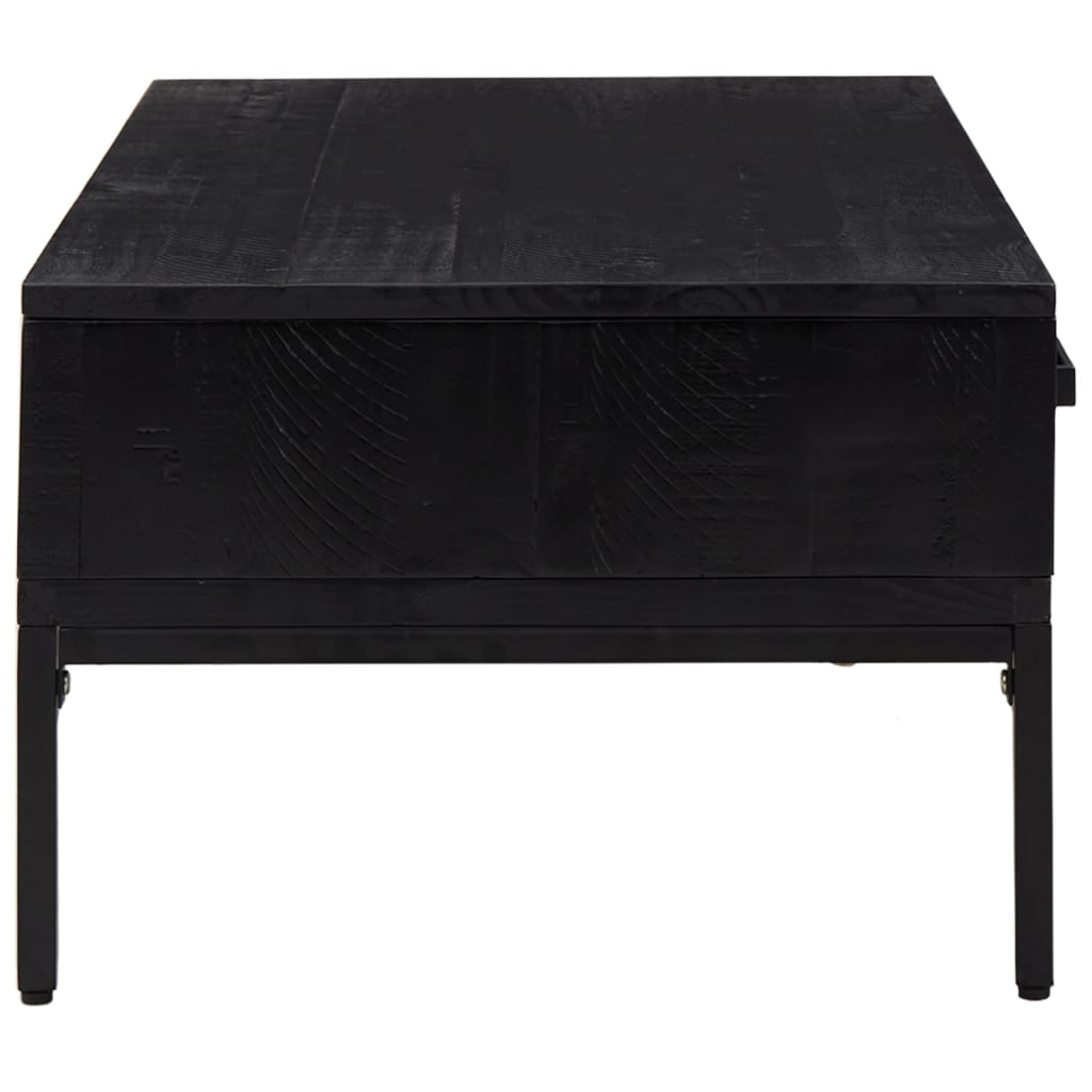 Table basse Noir 90x50x35 cm Bois de pin massif - XIOS