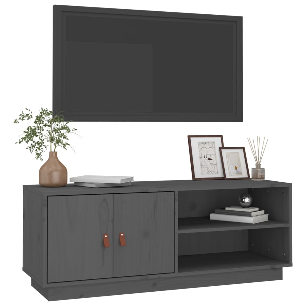 Meuble TV Gris 105x34x40 cm Bois de pin massif - XIOS