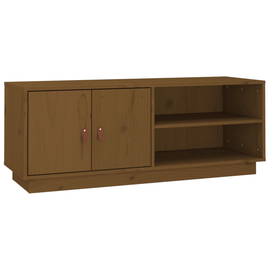 Meuble TV Marron miel 105x34x40 cm Bois de pin massif - XIOS