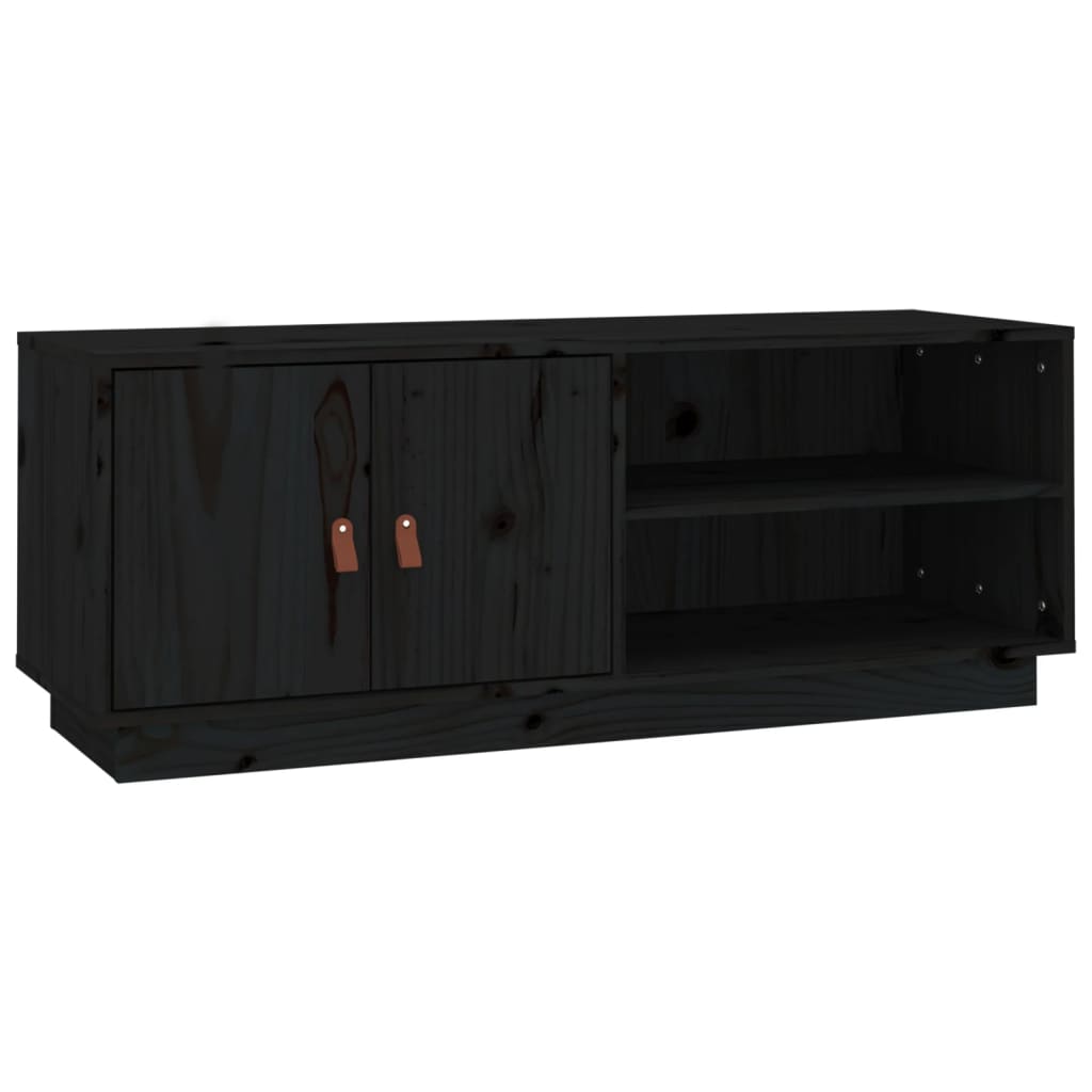 Meuble TV Noir 105x34x40 cm Bois de pin massif - XIOS