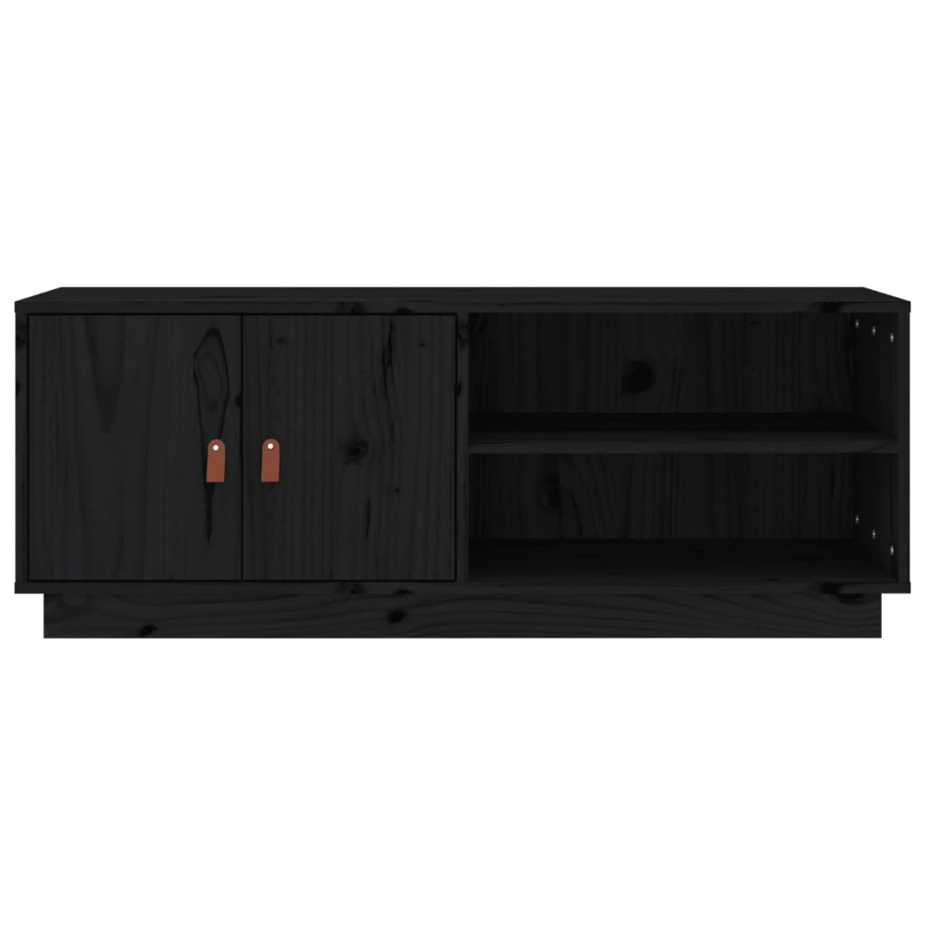 Meuble TV Noir 105x34x40 cm Bois de pin massif - XIOS