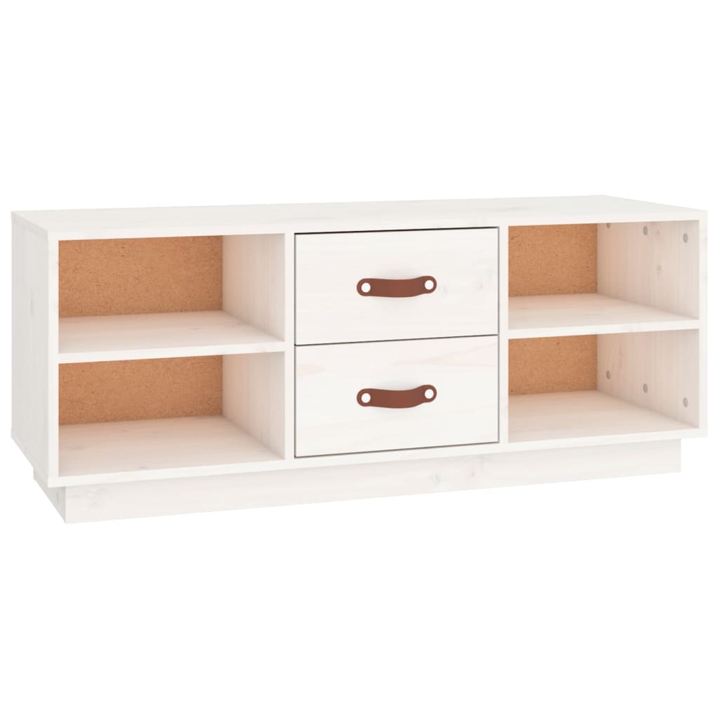 Meuble TV Blanc 100x34x40 cm Bois de pin massif - XIOS