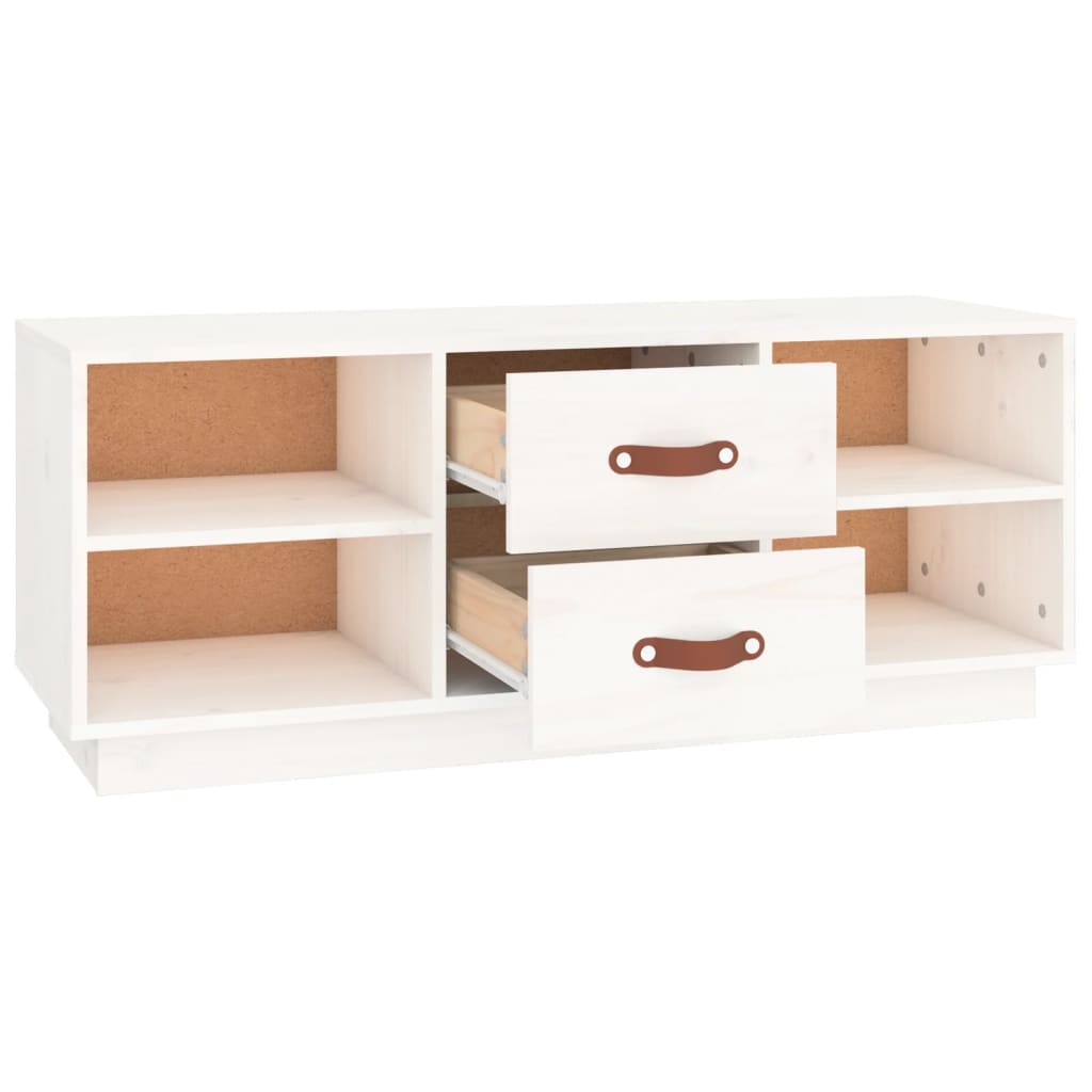 Meuble TV Blanc 100x34x40 cm Bois de pin massif - XIOS