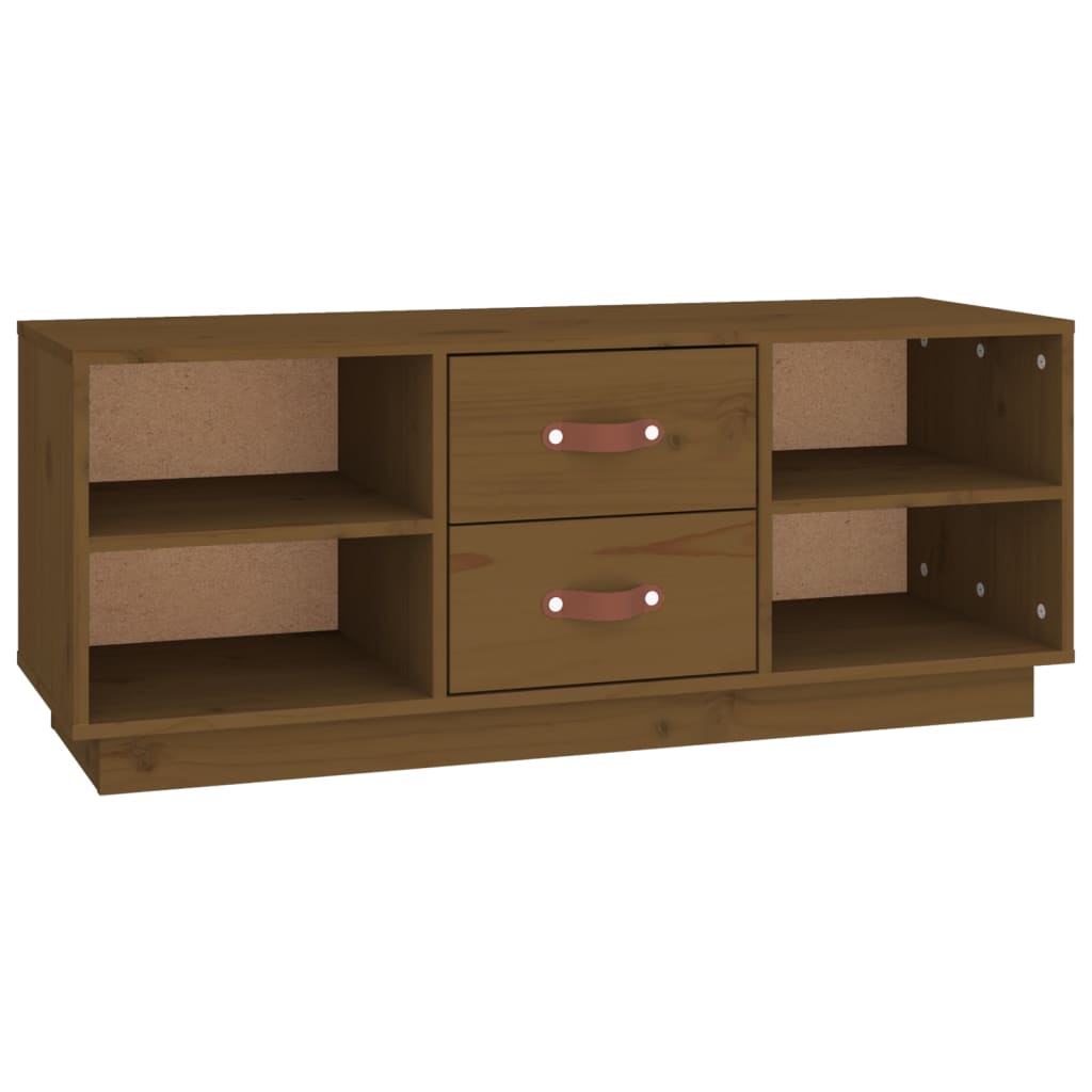 Meuble TV Marron miel 100x34x40 cm Bois de pin massif - XIOS