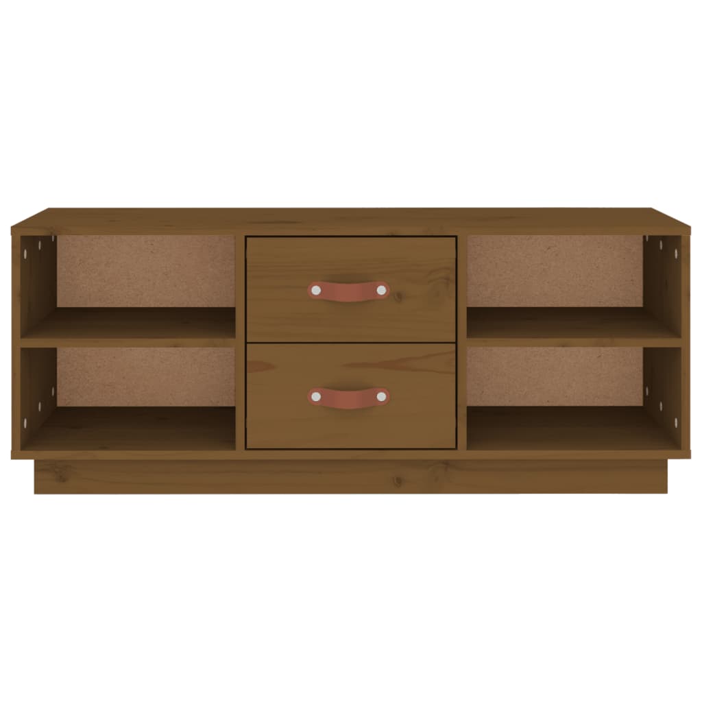 Meuble TV Marron miel 100x34x40 cm Bois de pin massif - XIOS
