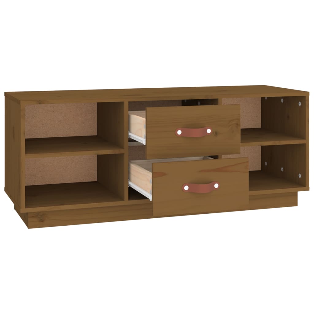 Meuble TV Marron miel 100x34x40 cm Bois de pin massif - XIOS