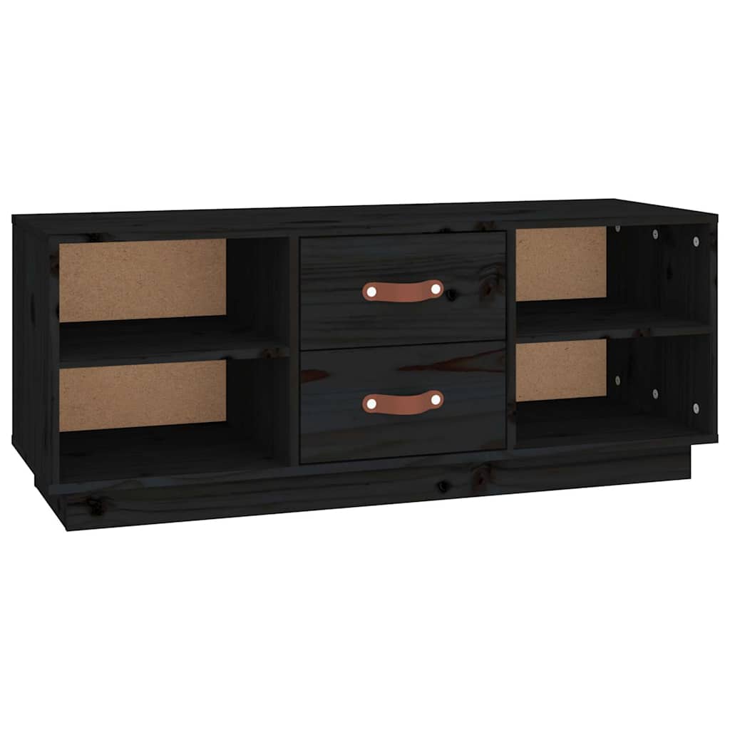 Meuble TV Noir 100x34x40 cm Bois de pin massif - XIOS