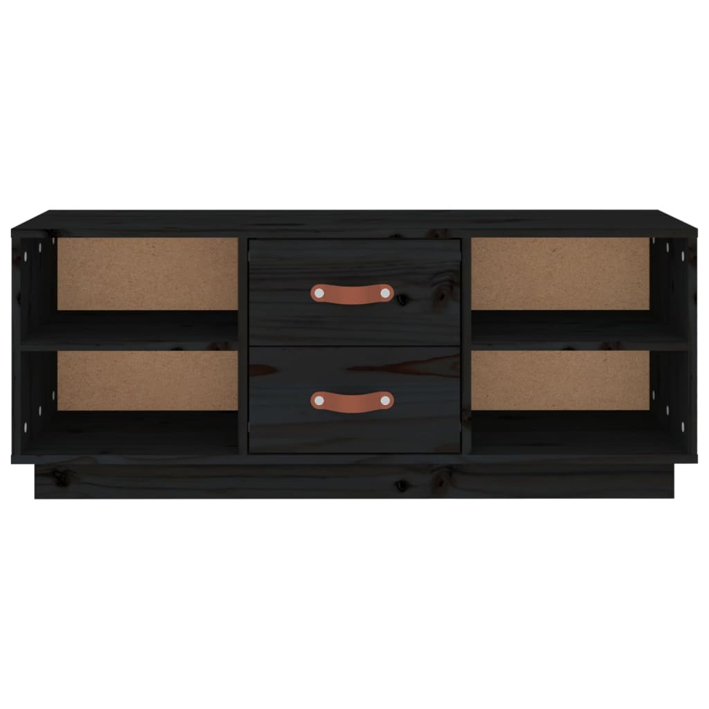 Meuble TV Noir 100x34x40 cm Bois de pin massif - XIOS