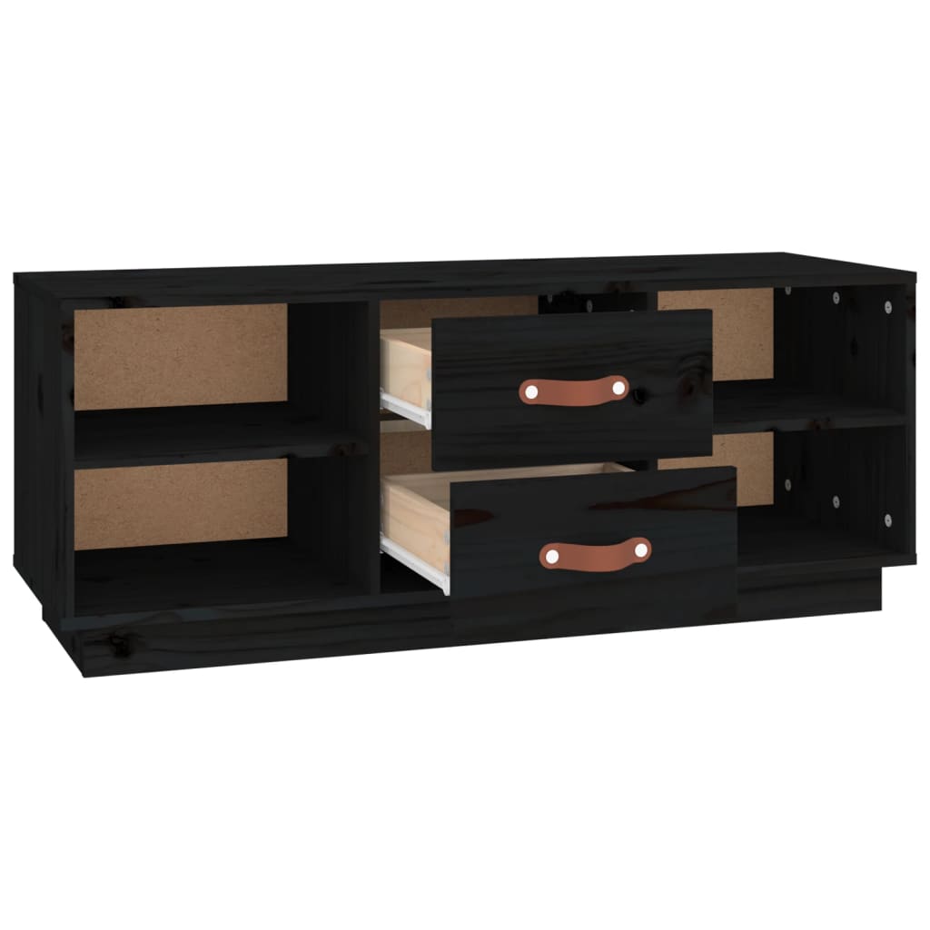 Meuble TV Noir 100x34x40 cm Bois de pin massif - XIOS