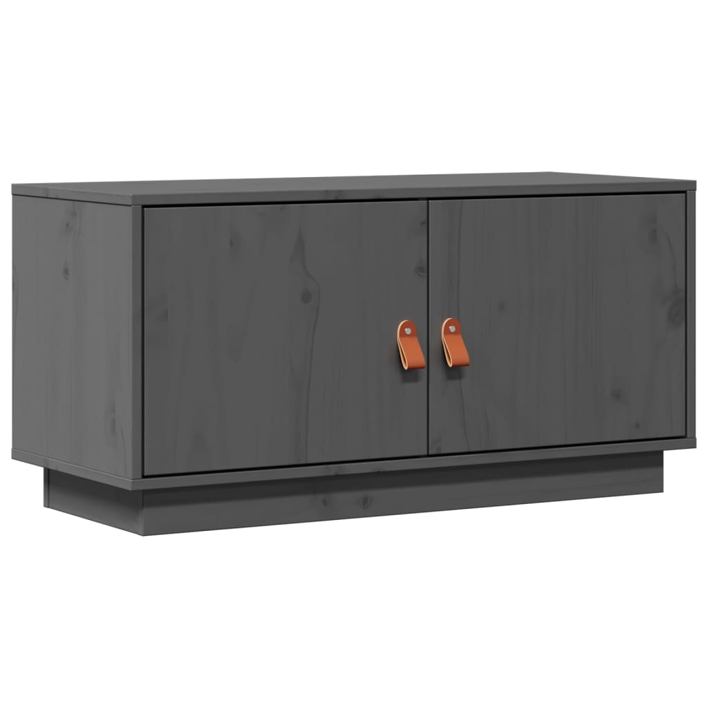 Meuble TV Gris 80x34x40 cm Bois de pin massif - XIOS