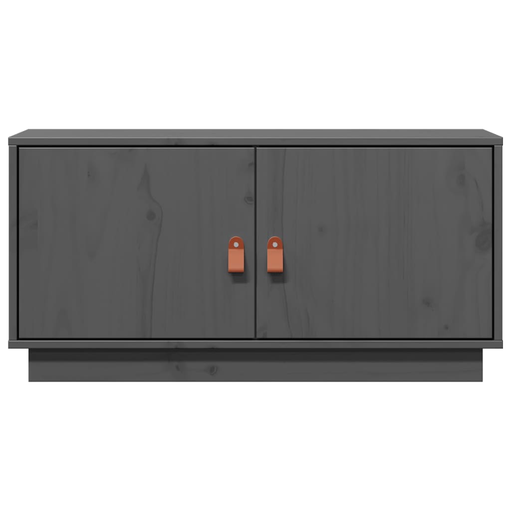 Meuble TV Gris 80x34x40 cm Bois de pin massif - XIOS