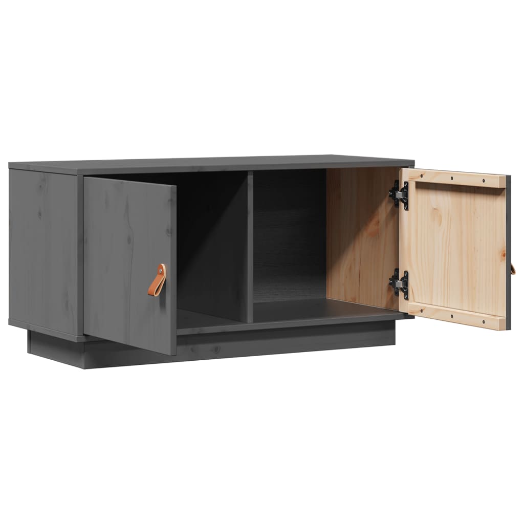 Meuble TV Gris 80x34x40 cm Bois de pin massif - XIOS