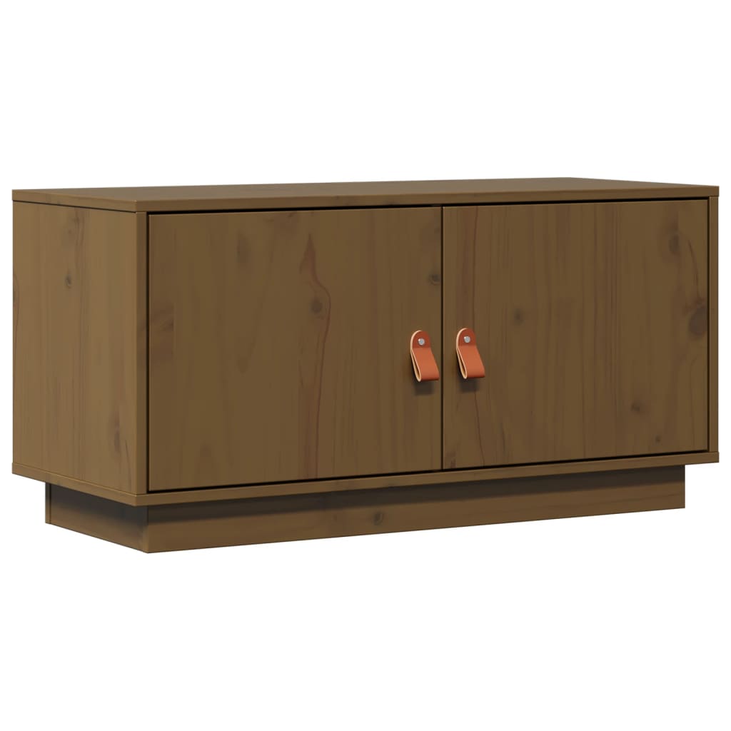 Meuble TV Marron miel 80x34x40 cm Bois de pin massif - XIOS