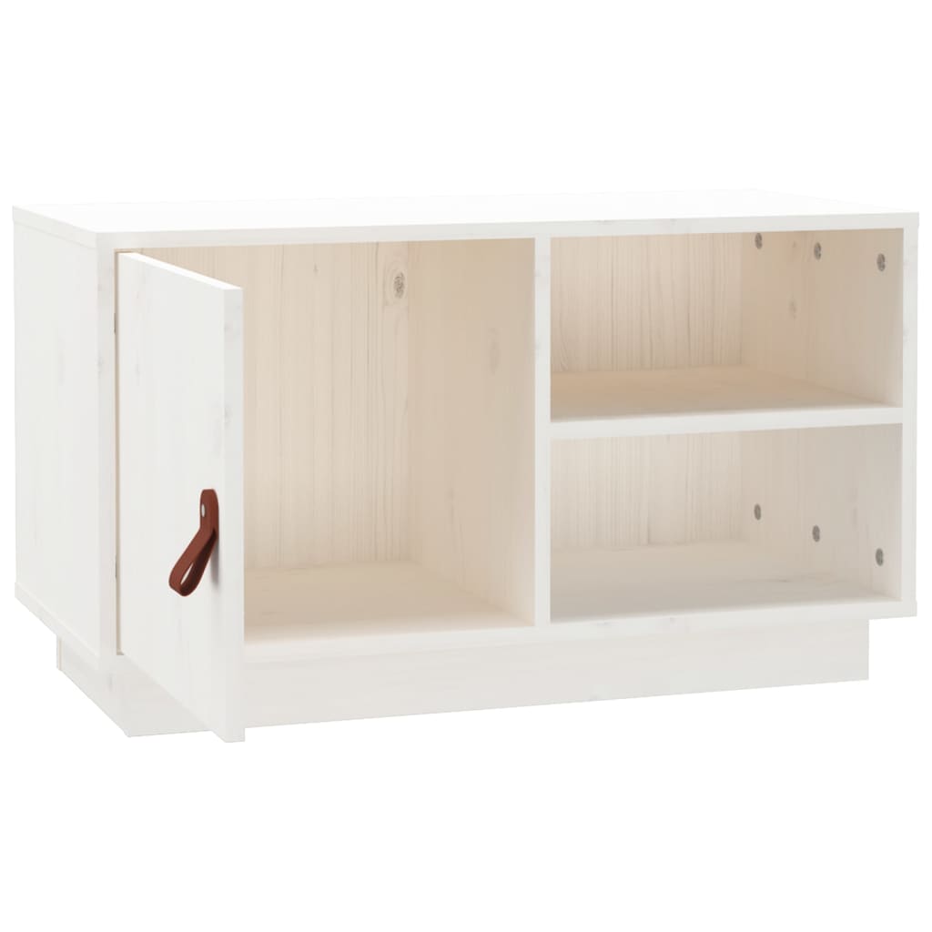 Meuble TV Blanc 70x34x40 cm Bois de pin massif - XIOS