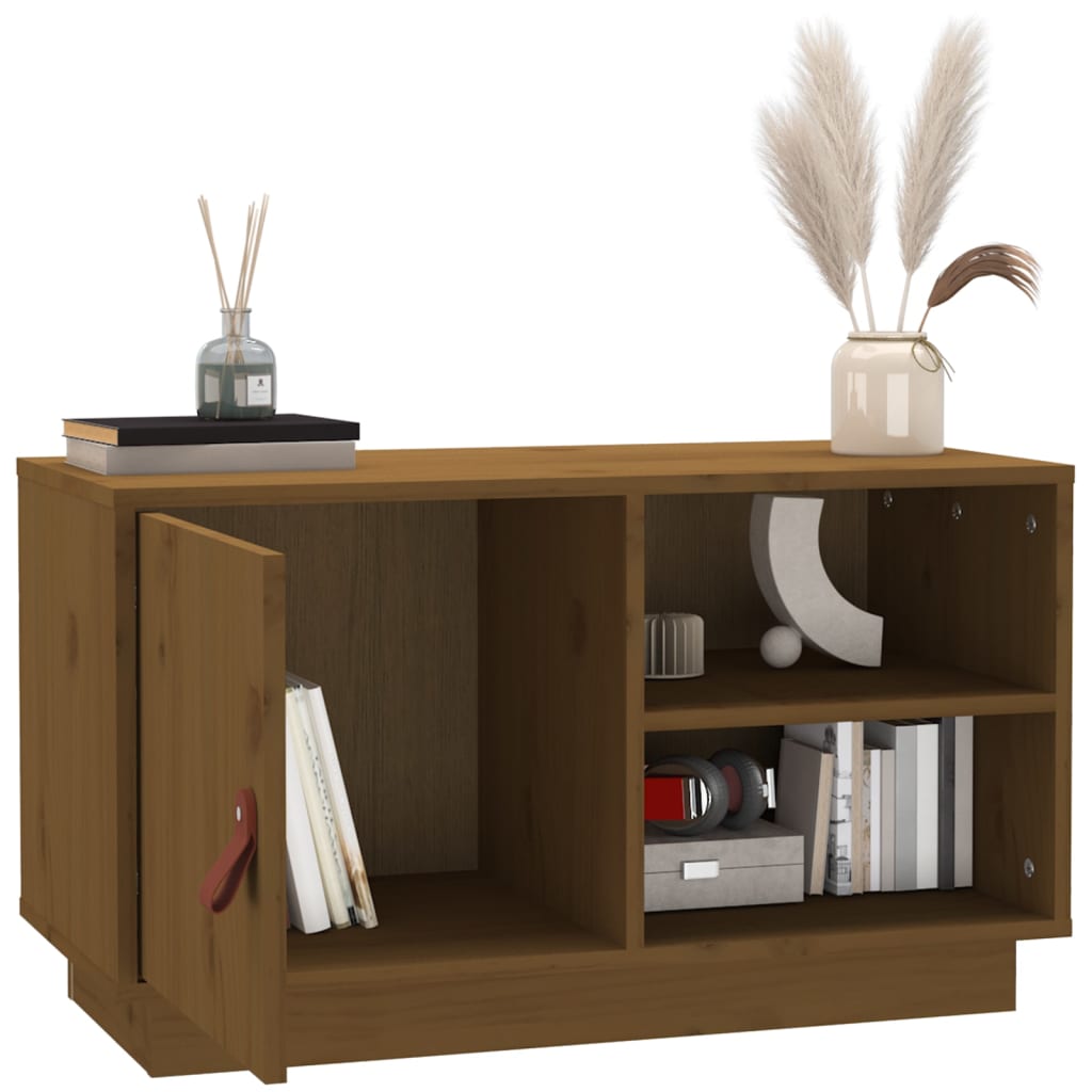 Meuble TV Marron miel 70x34x40 cm Bois de pin massif - XIOS