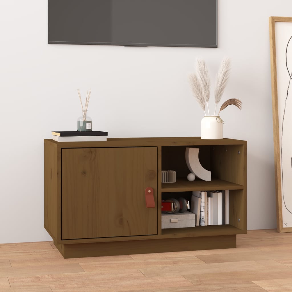 Meuble TV Marron miel 70x34x40 cm Bois de pin massif - XIOS
