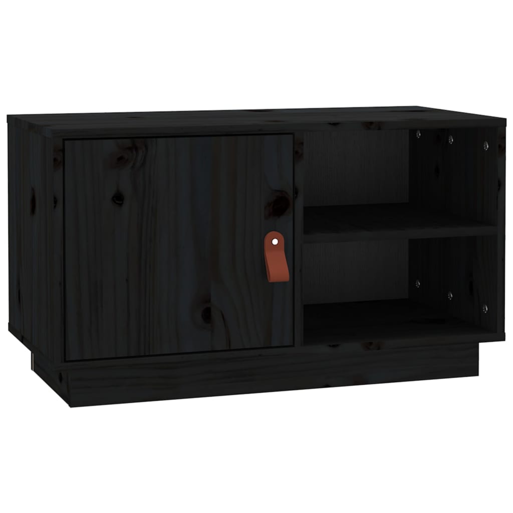 Meuble TV Noir 70x34x40 cm Bois de pin massif - XIOS