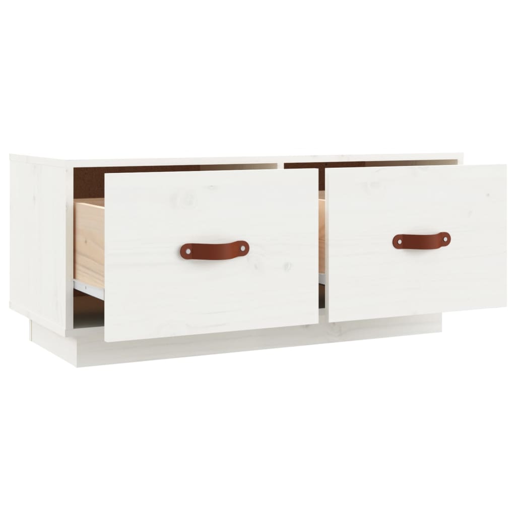 Meuble TV Blanc 80x34x35 cm Bois de pin massif - XIOS