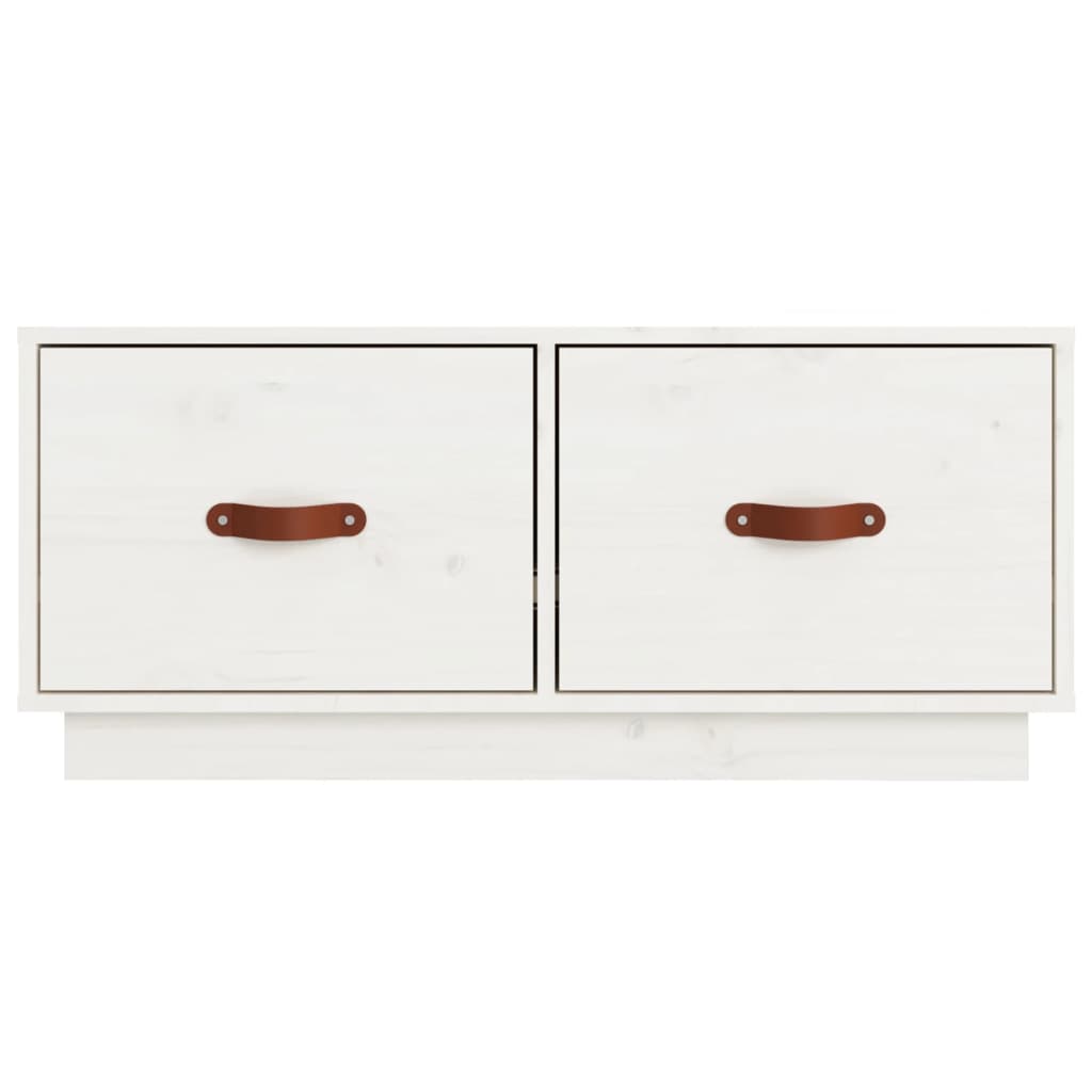 Meuble TV Blanc 80x34x35 cm Bois de pin massif - XIOS