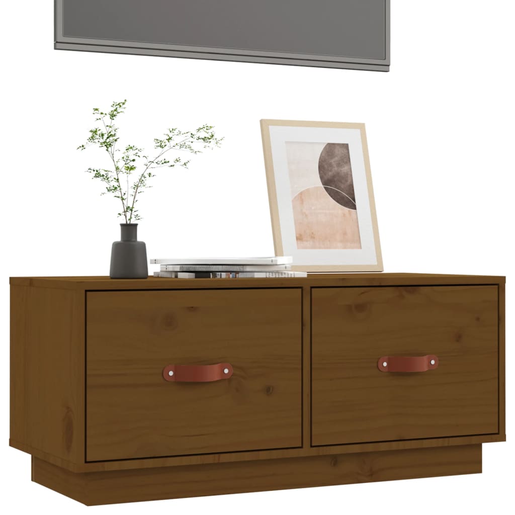 Meuble TV Marron miel 80x34x35 cm Bois de pin massif - XIOS
