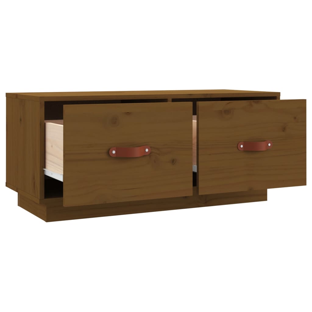 Meuble TV Marron miel 80x34x35 cm Bois de pin massif - XIOS