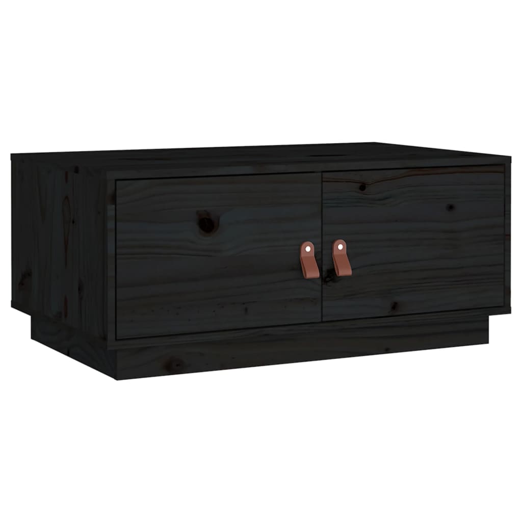 Table basse Noir 80x50x35 cm Bois massif de pin - XIOS