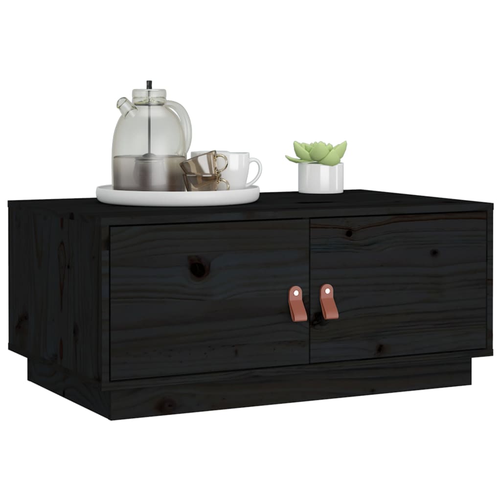 Table basse Noir 80x50x35 cm Bois massif de pin - XIOS