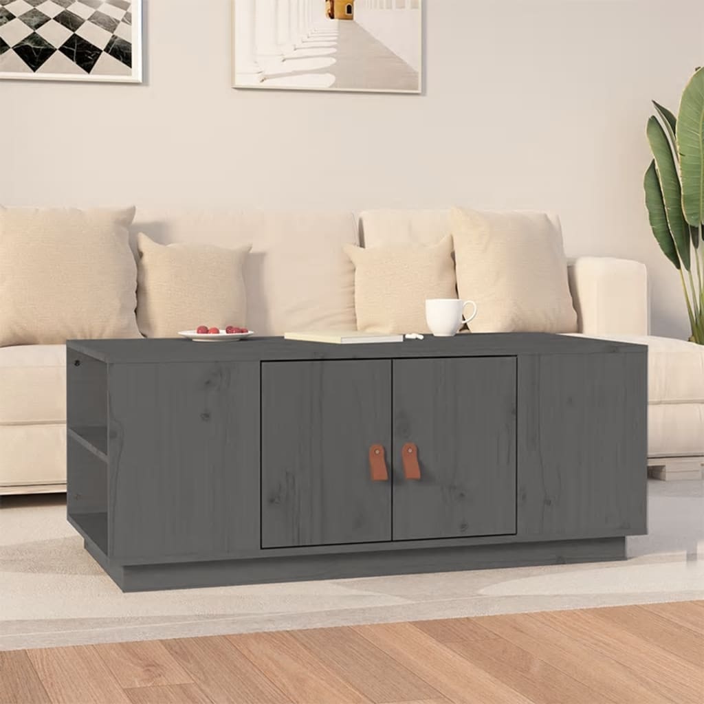 Table basse Gris 100x50x41 cm Bois massif de pin - XIOS