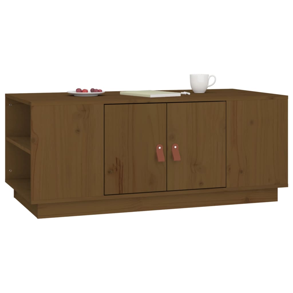 Table basse Marron miel 100x50x41 cm Bois massif de pin - XIOS