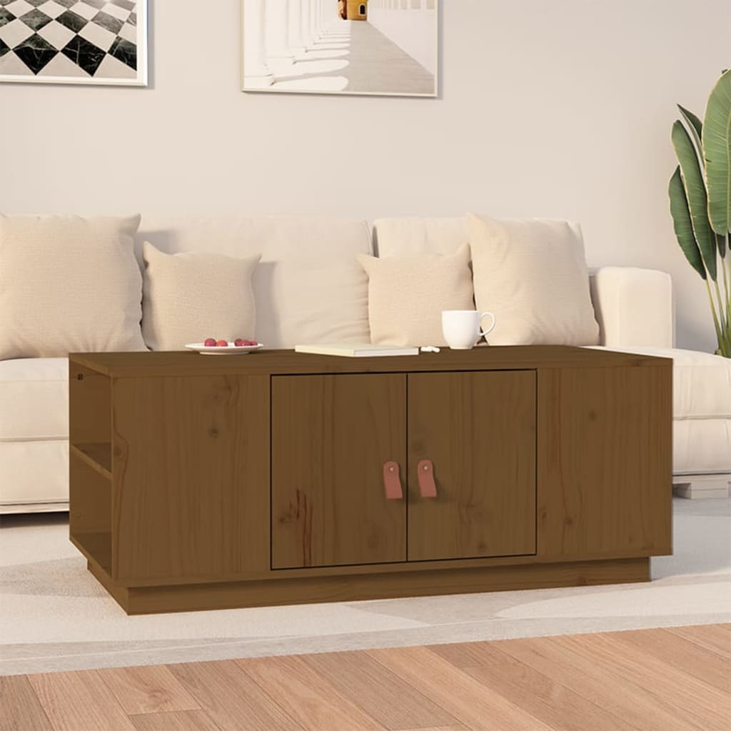 Table basse Marron miel 100x50x41 cm Bois massif de pin - XIOS