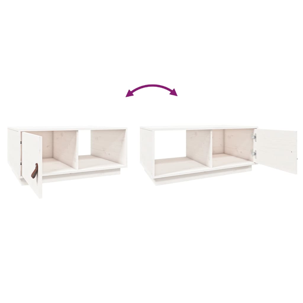 Table basse Blanc 80x50x35,5 cm Bois massif de pin - XIOS