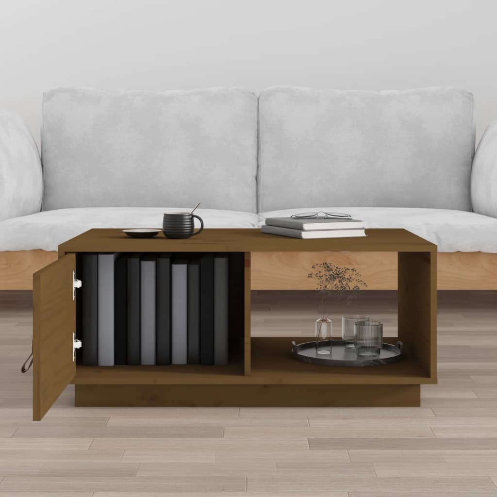 Table basse Marron miel 80x50x35,5 cm Bois massif de pin - XIOS