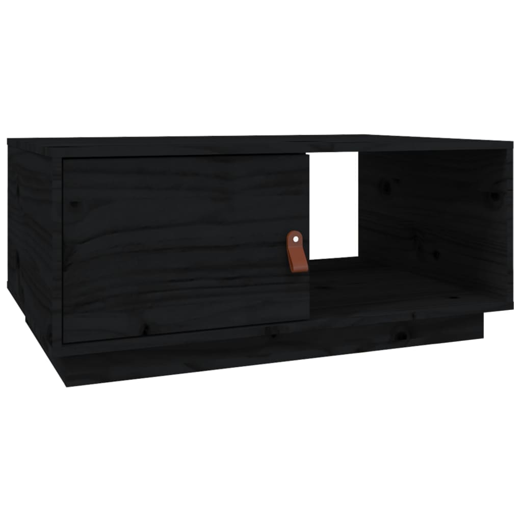 Table basse Noir 80x50x35,5 cm Bois massif de pin - XIOS
