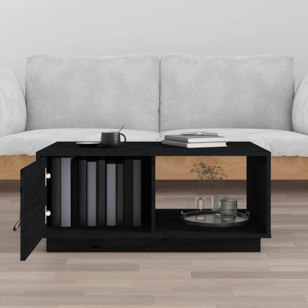 Table basse Noir 80x50x35,5 cm Bois massif de pin - XIOS