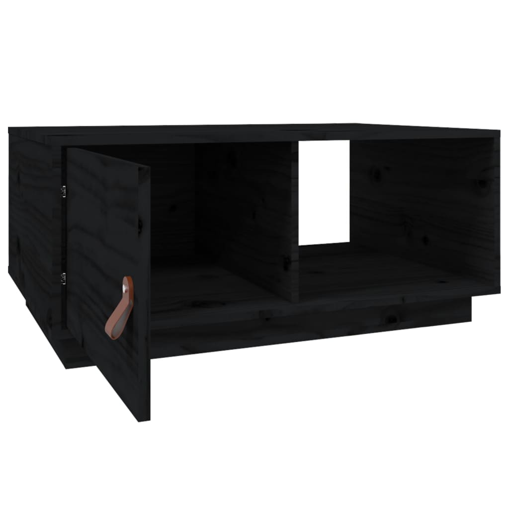 Table basse Noir 80x50x35,5 cm Bois massif de pin - XIOS