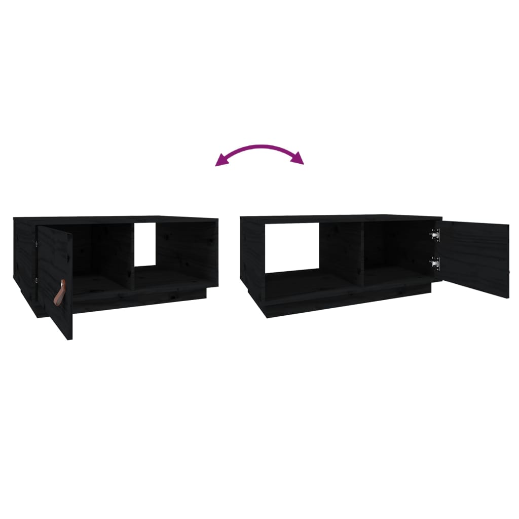 Table basse Noir 80x50x35,5 cm Bois massif de pin - XIOS