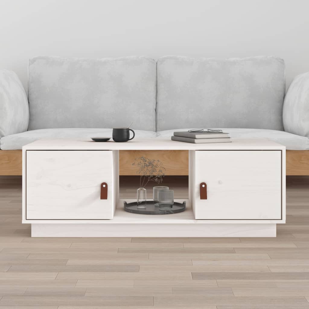 Table basse Blanc 100x50x35 cm Bois massif de pin - XIOS
