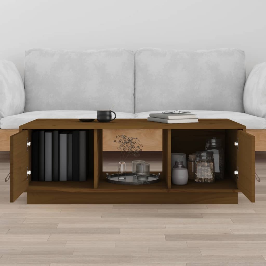 Table basse Marron miel 100x50x35 cm Bois massif de pin - XIOS