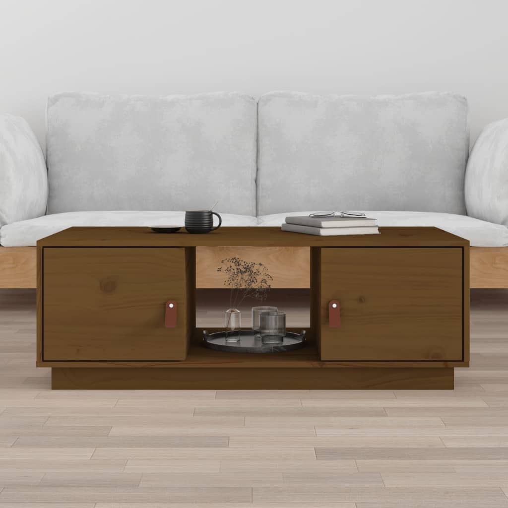 Table basse Marron miel 100x50x35 cm Bois massif de pin - XIOS