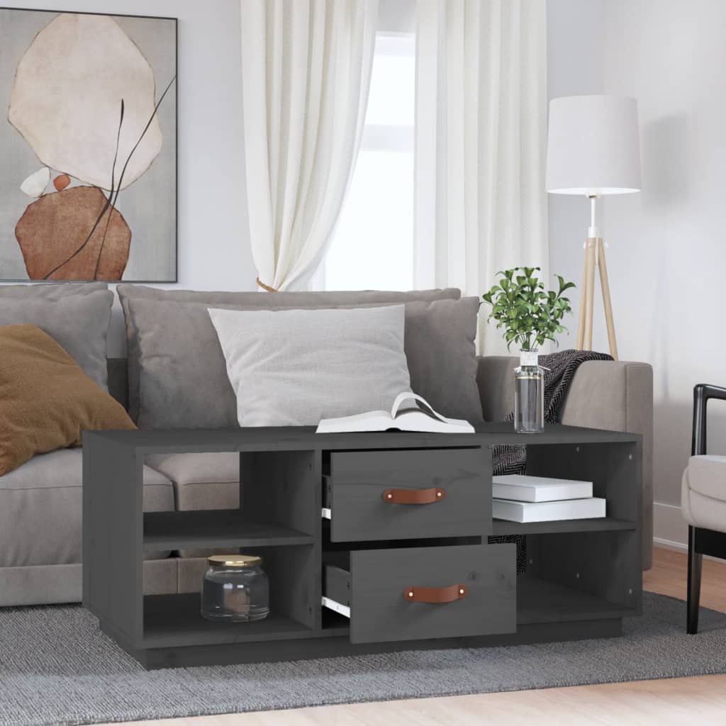 Table basse Gris 100x50x41 cm Bois massif de pin - XIOS