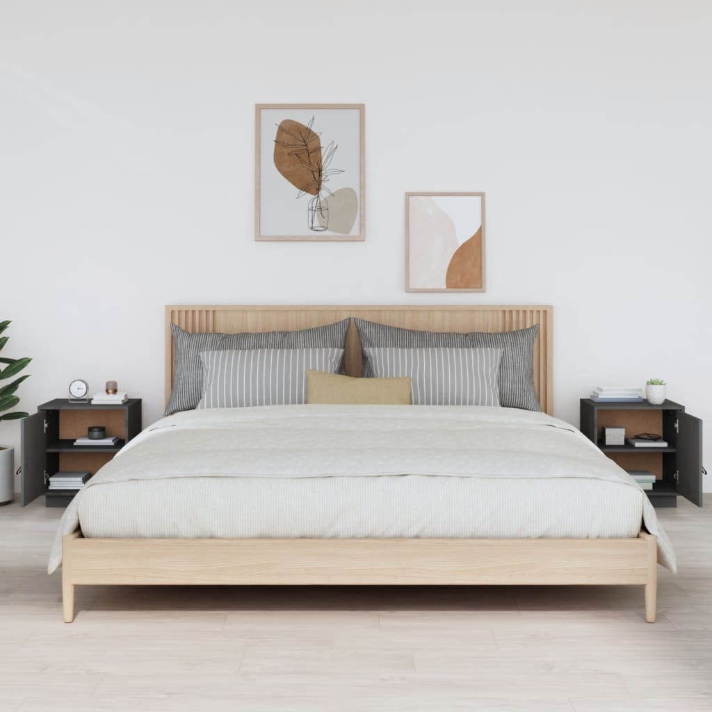Tables de chevet 2 pcs Gris 40x34x45 cm Bois de pin massif - XIOS