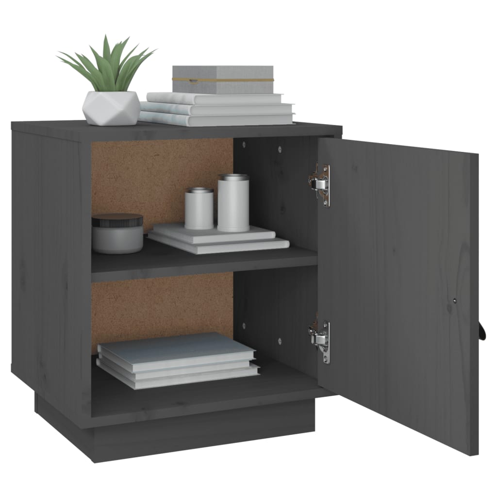 Tables de chevet 2 pcs Gris 40x34x45 cm Bois de pin massif - XIOS