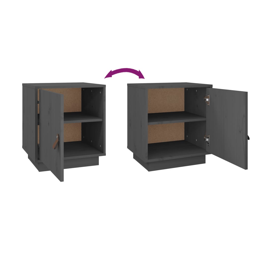 Tables de chevet 2 pcs Gris 40x34x45 cm Bois de pin massif - XIOS