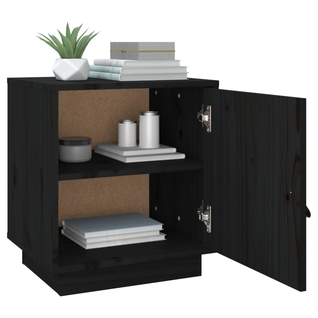 Tables de chevet 2 pcs Noir 40x34x45 cm Bois de pin massif - XIOS