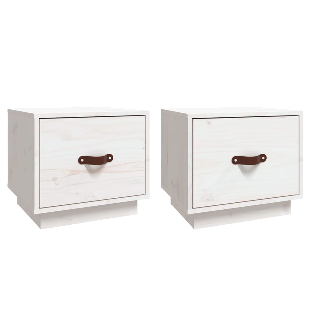 Tables de chevet 2 pcs Blanc 40x34x35 cm Bois de pin massif - XIOS