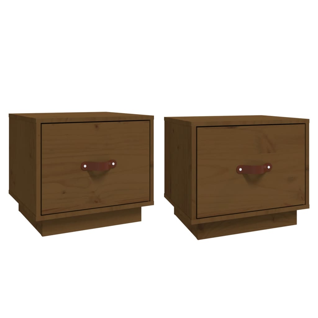 Tables de chevet 2pcs Marron miel 40x34x35cm Bois de pin massif - XIOS
