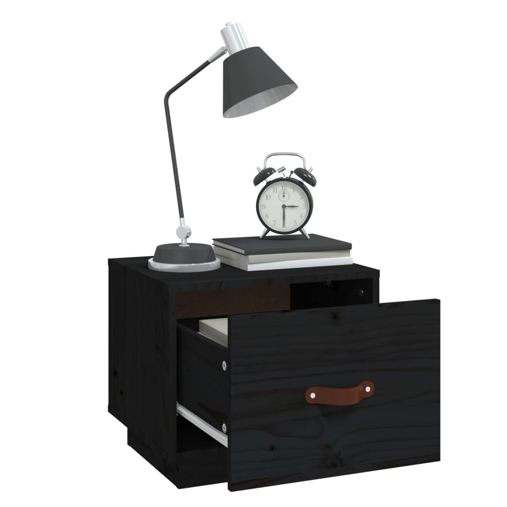 Tables de chevet 2 pcs Noir 40x34x35 cm Bois de pin massif - XIOS