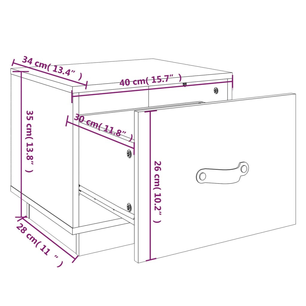 Tables de chevet 2 pcs Noir 40x34x35 cm Bois de pin massif - XIOS