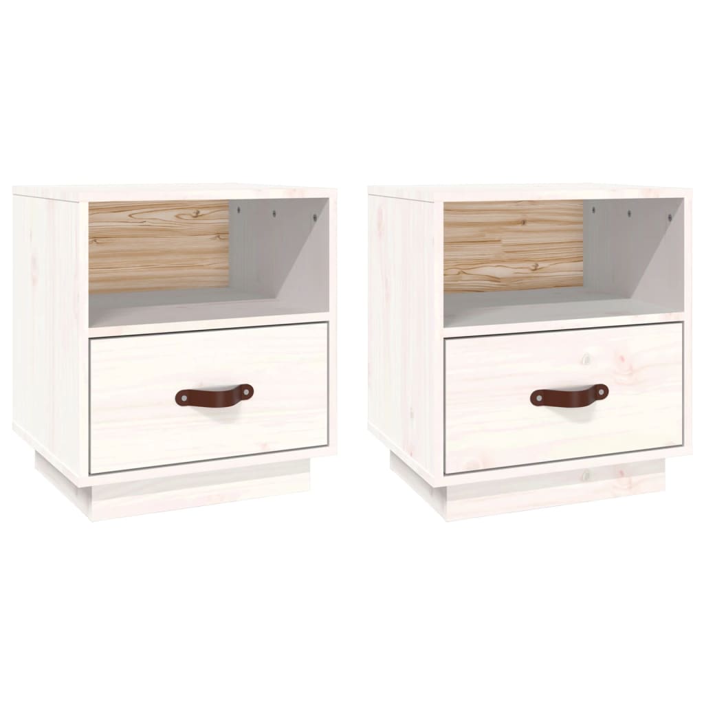 Tables de chevet 2 pcs Blanc 40x34x45 cm Bois de pin massif - XIOS