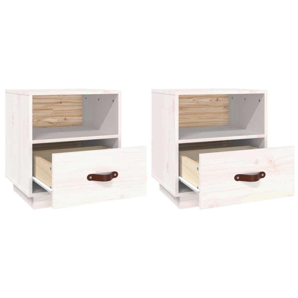 Tables de chevet 2 pcs Blanc 40x34x45 cm Bois de pin massif - XIOS